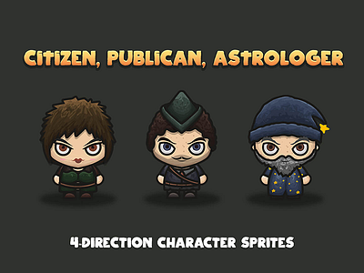 NPC 4-Direction Character Sprites 2d 4 direction character fantasy game assets gamedev npc rpg sprite