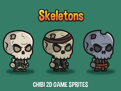 Skeleton 2d Game Sprites 2d character fantasy game game assets gamedev platformer rpg skeleton skeletons sprite superhero