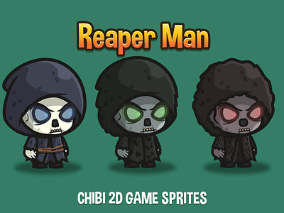 Free Reaper Man Chibi Sprites 2d character chibi fantasy game game assets gamedev platformer rpg sprite sprites