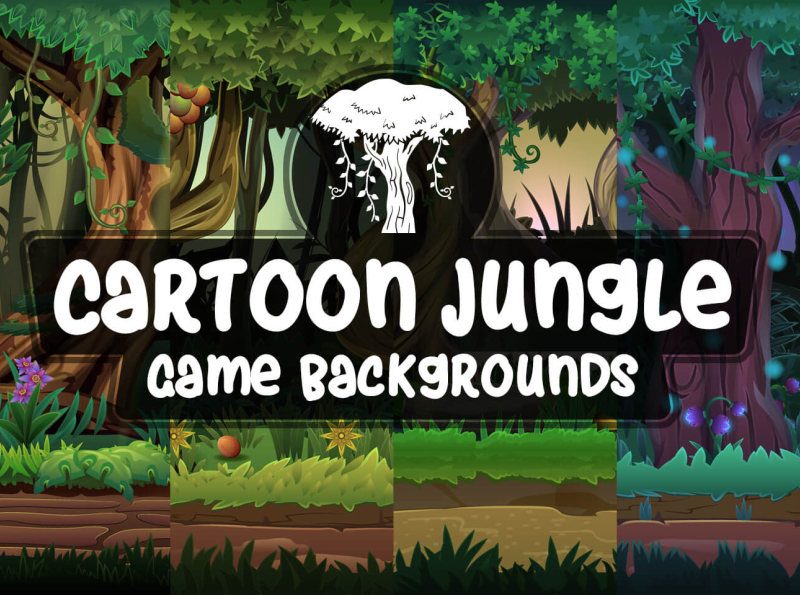 Bright tropical background with cartoon jungle  Stock Illustration  40928177  PIXTA