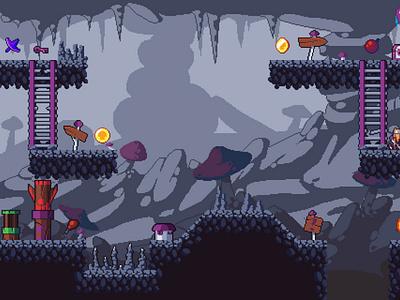 Pixel Art Platformer Cave 2D Tileset by 2D Game Assets on Dribbble