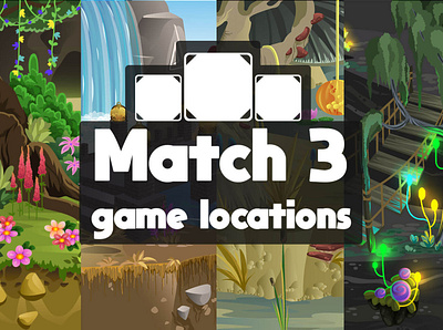 Match 3 game locations 2d backgrounds game game assets gamedev illustration match 3
