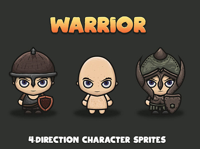 Free Warrior 4-direction 2D Sprites 2d character fantasy game game assets gamedev indie game rpg sprite sprites superhero warrior