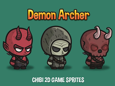 Demon Archer Chibi 2D Sprites 2d character fantasy game assets gamedev indie game platformer rpg sprite superhero