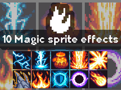 Pixel Art Magic Sprite Sheet Effects 2d effects fantasy game assets gamedev magic sprite sheet