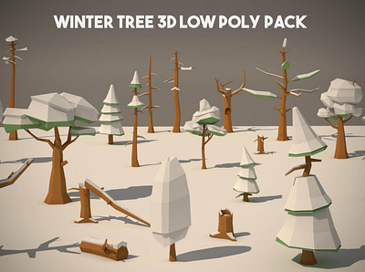 Free Winter Tree 3D Low Poly Pack 3d 3d art gamedev low poly low poly lowpoly lowpolyart tree winter