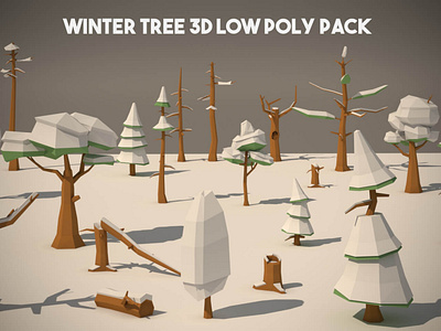 Free Winter Tree 3D Low Poly Pack