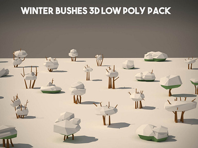 Free Winter Bushes 3D Low Poly Pack