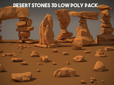 Desert Stone 3D Low Poly Pack 3d 3d art game game assets gamedev low poly low poly lowpoly lowpolyart
