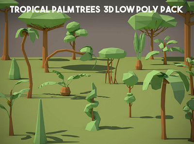 Free Tropical Palm Tree 3D Low Poly Pack 3d 3d art free gamedev low low poly low poly lowpoly lowpolyart palm tree tropical
