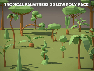 Free Tropical Palm Tree 3D Low Poly Pack 3d 3d art free gamedev low low poly low poly lowpoly lowpolyart palm tree tropical