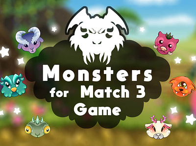 Free Monsters for Match 3 Game 2d character fantasy game assets game design gamedev indie game sprite