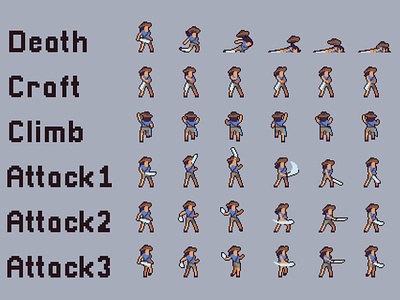 Free 3 Character Sprite Pixel Art by 2D Game Assets on Dribbble