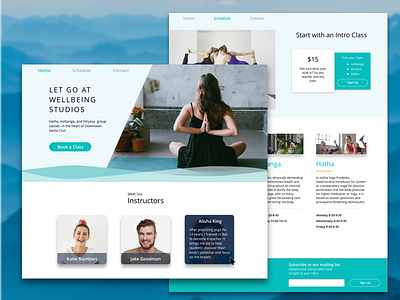 Wellbeing Studios Site homepage landing page schedule sign up ui user interface ux web website yoga