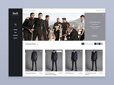 Fashion Concept Product Page concept dg fashion filters products products page suits ui user interface