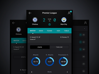 Live Score Application app design football interface mobile score soccer stats ui