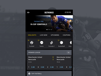Sports Betting App betting football mobile app sport sportsbook ui ux