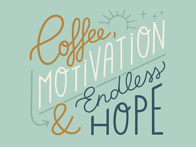Coffee, Motivation & Endless Hope coffee hand drawn hope lettering mantra motivation procreate quote quoteoftheday typography