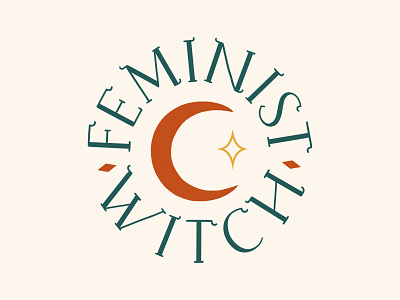 Feminist Witch emblem feminine design feminist illustration logo magic magical moon typography witch