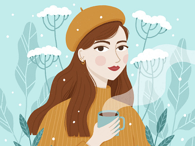 Winter Girl challenge character cute draw this in your style flowers illustration nature portrait procreate winter