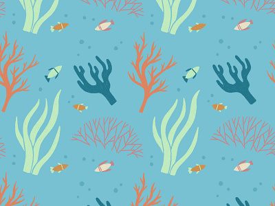 Ocean Pattern coral reef illustration marine life nature ocean pattern procreate seaweed under the sea