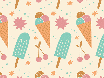 Ice Cream Pattern cherries cute fun ice cream ice lolly illustration pattern procreate summer