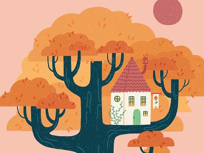 Autumn Treehouse autumn childrens book colorful cute fall fun illustration kids magical nature tree treehouse