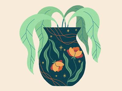 Pretty Plant Pot botanical cute elegant flowers illustration magical pattern plant plant pot vase