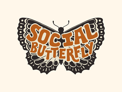 Social Butterfly - Outshine Labels awareness butterfly cute disability fun illustration lettering magical nature retro social butterfly typography williams syndrome