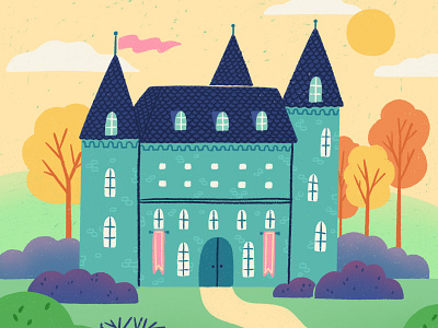 Colorful Fairytale Castle castle chateau children colorful cute fairytale fun illustration kidlit kids magical peachtober procreate tale youth
