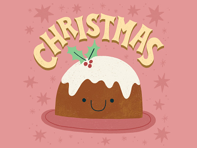 Cute Christmas Pudding children christmas cute festive fun holiday illustration jolly kids lettering procreate pudding retro typography
