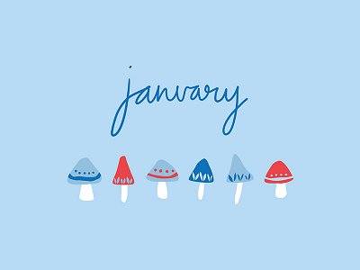 January Cuteness blue cute illustration january lettering mushrooms pattern soft typography winter