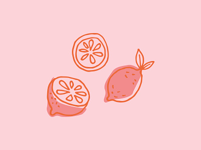 Summery Lemons abstract fruit hand drawn illustration lemon nature pastel pink simple sketch summer texture