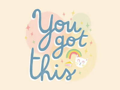 You Got This cat cute freebie giveaway illustration lettering mantra quote rainbow sparkles typography wallpaper