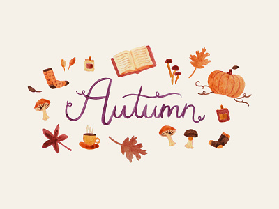 Cosy Autumn Wallpaper Giveaway autumn autumn leaves coffee cosy fall giveaway illustration lettering nature paint pumpkin wallpaper