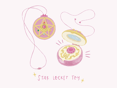 Sailor Moon Star Locket 90s anime childhood cute diamond digital illustration locket necklace retro toy sailor moon star
