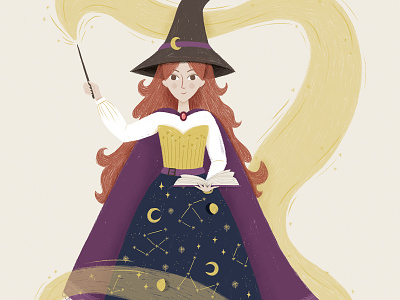 Folktale Week Illustration - Witch astronomy character childrens book illustration illustration challenge magic night powerful spell storybook witch