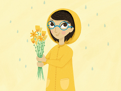 'Kids in Colorz' Challenge challenge character children colourful flowers illustration kids rainbow raincoat spring yellow youthful