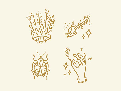 Magical Forest Illustrations botanical crown forest icon illustration line art magical mysterious nature symbol whimsical witch