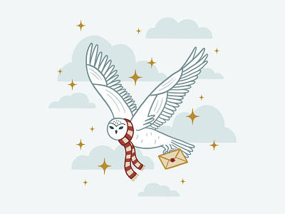 Hedwig Illustration gryfffindor harry potter hedwig hogwarts illustration magical owl sky stars winter witch