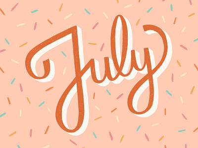 July Lettering celebrate colourful fun hand drawn july lettering retro summer texture typography