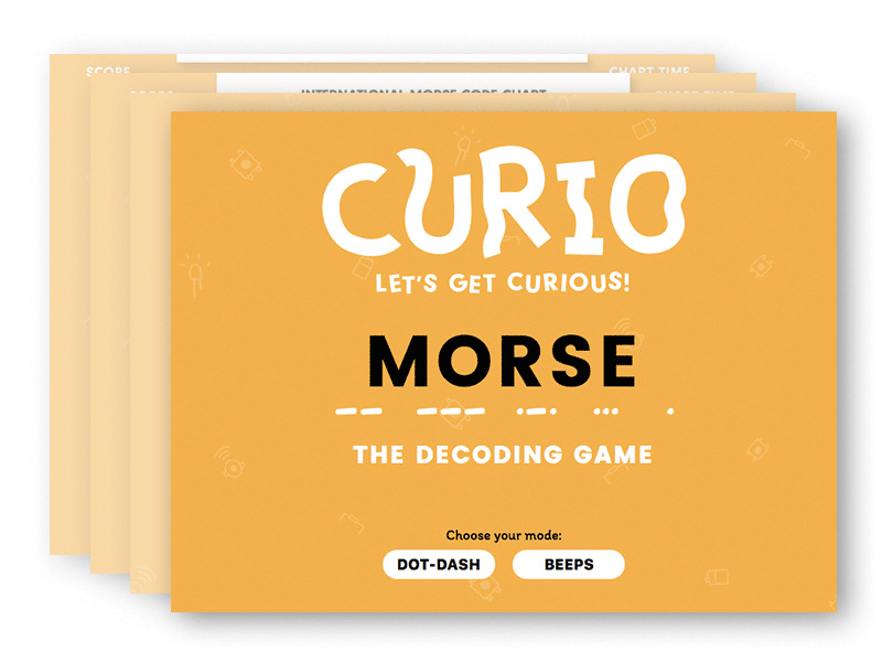 CURIO - Morse Decoding Game brand curio electronics game design interactive learning kids mascot morse code quiz web