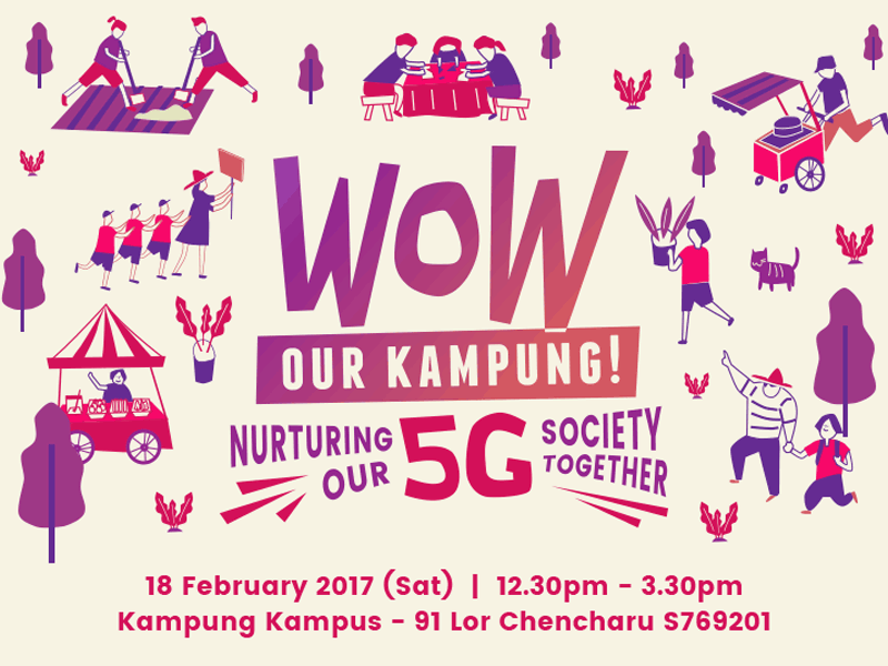 WOW Our Kampung! animated community event ground up initiative gui illustrations kampung kampus launch wow