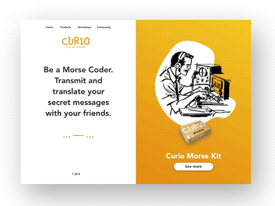 Curio landing page concept dailyui educational half layout landing page