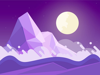 Purple Mountain adobe design digital art drawing flat geometric icon illustration low poly vector