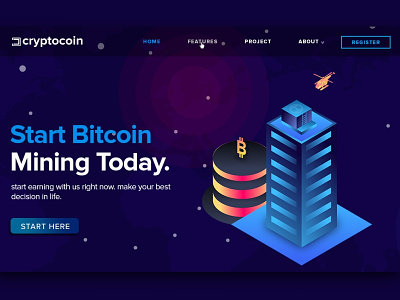 Cryptocoin landing page cryptocurrency landing page web design