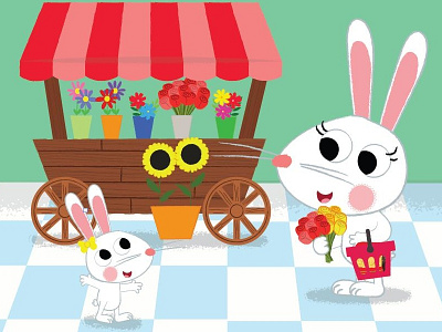 Flower Shopping childrens childrens illustrations cute flowers picturebook rabbit shopping