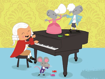 Mozart Piano animals children illustration mozart music