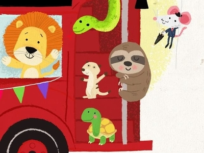 Animal bus animals children childrens cute illustration picturebook