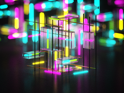 Glass Lights abstract future isometric magicavoxel neon voxel voxels